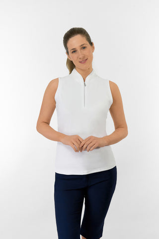 Bloom Ladies Sleeveless Golf Polo Shirt - White