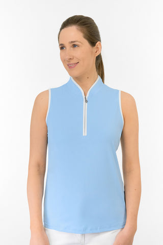 Bloom Ladies Sleeveless Golf Polo Shirt - Pale Blue