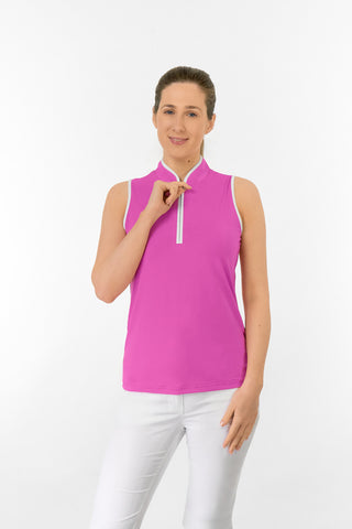 Bloom Ladies Sleeveless Golf Polo Shirt - Azalea