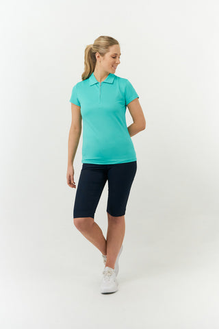 Thrive Cap Sleeve Women's Golf Polo Shirts - Ocean Blue