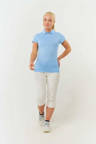 Thrive Cap Sleeve Women's Golf Polo Shirts - Pale Blue
