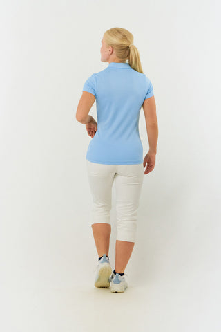 Thrive Cap Sleeve Women's Golf Polo Shirts - Pale Blue