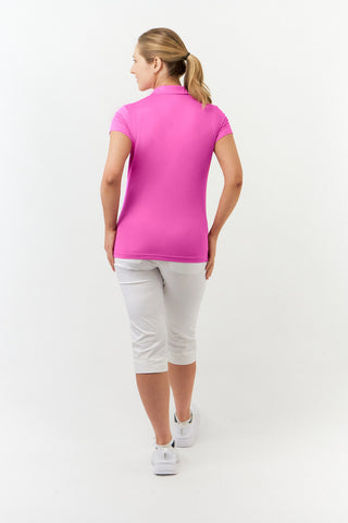Thrive Cap Sleeve Women's Golf Polo Shirts - Azalea Pink