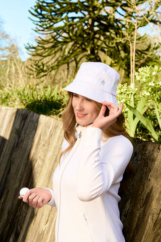 Dua Lined Ladies Golf Bucket Hat - White