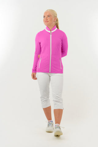 Mist Ladies Golf Full Zip Mid Layer - Azalea