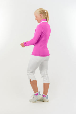 Mist Ladies Golf Full Zip Mid Layer - Azalea