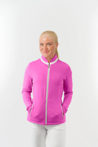 Mist Ladies Golf Full Zip Mid Layer - Azalea