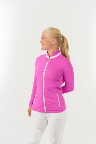 Mist Ladies Golf Full Zip Mid Layer - Azalea