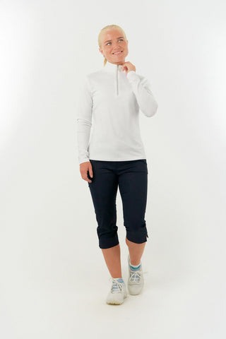 Tranquillity Ladies Golf Mid Quarter Zip Polo - White