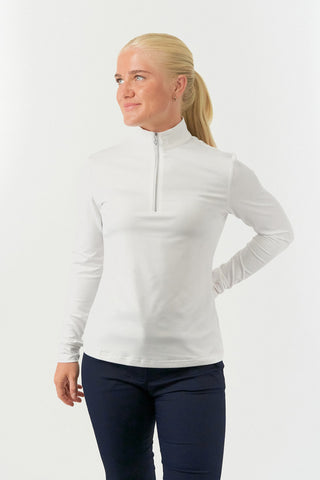Tranquillity Ladies Golf Mid Quarter Zip Polo - White