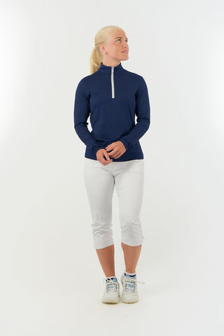 Tranquillity Ladies Golf Mid Quarter Zip Polo - Navy