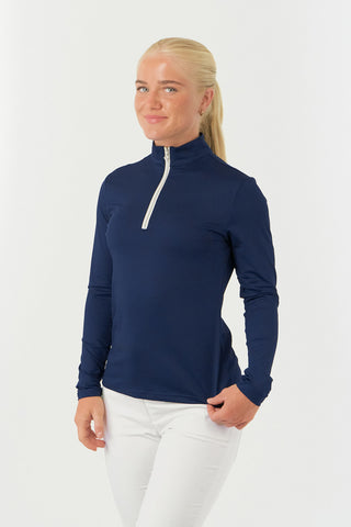 Tranquillity Ladies Golf Mid Quarter Zip Polo - Navy