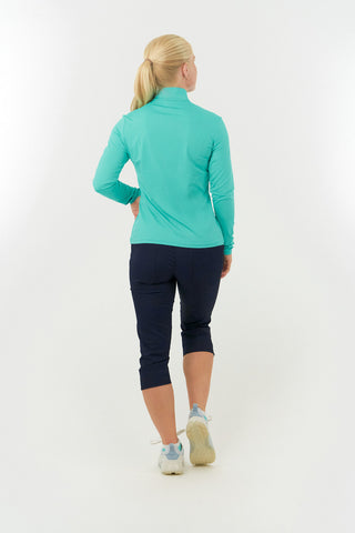 Tranquillity Ladies Golf Mid Quarter Zip Polo - Ocean Blue