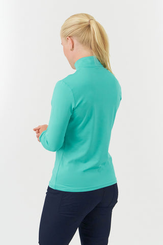 Tranquillity Ladies Golf Mid Quarter Zip Polo - Ocean Blue