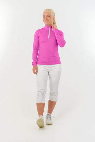 Tranquillity Ladies Golf Mid Quarter Zip Polo - Azalea