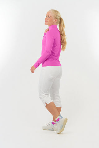 Tranquillity Ladies Golf Mid Quarter Zip Polo - Azalea