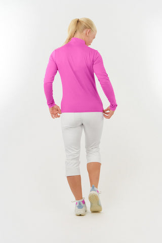 Tranquillity Ladies Golf Mid Quarter Zip Polo - Azalea