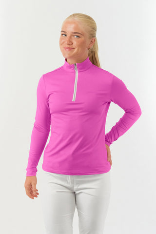 Tranquillity Ladies Golf Mid Quarter Zip Polo - Azalea