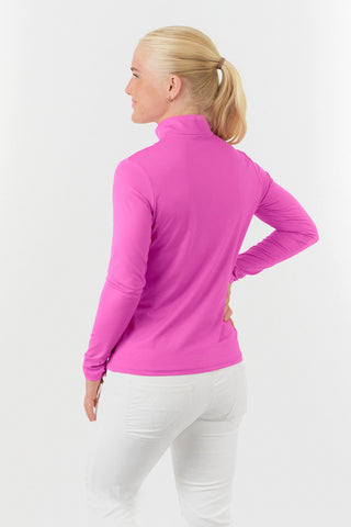 Tranquillity Ladies Golf Mid Quarter Zip Polo - Azalea