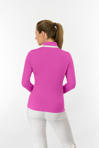Mist Ladies Golf Full Zip Mid Layer - Azalea