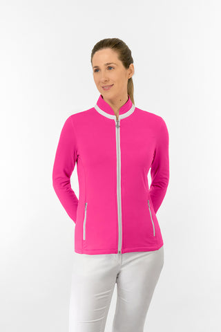 Mist Ladies Golf Full Zip Mid Layer - Hot Pink