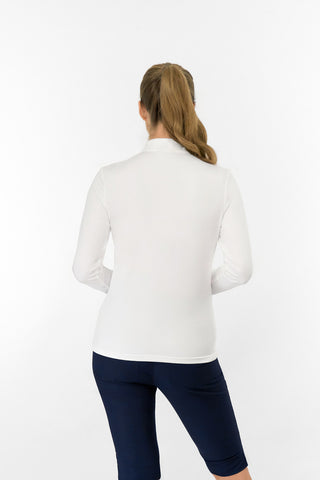 Tranquillity Ladies Golf Mid Quarter Zip Polo - White