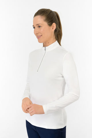 Tranquillity Ladies Golf Mid Quarter Zip Polo - White