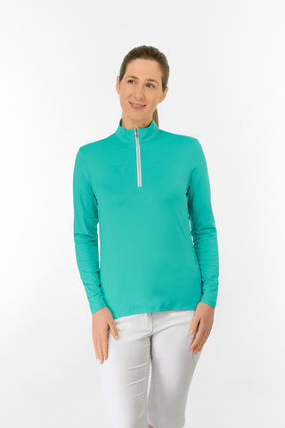 Tranquillity Ladies Golf Mid Quarter Zip Polo - Ocean Blue