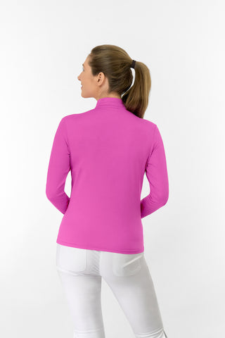 Tranquillity Ladies Golf Mid Quarter Zip Polo - Azalea