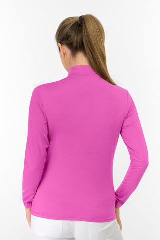 Tranquillity Ladies Golf Mid Quarter Zip Polo - Azalea