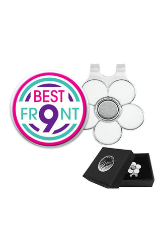 Best Front 9 Ball Marker and Visor Clip in Presentation Gift Box