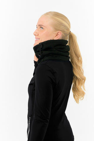 Soft Fleece Lined Women's Golf Snood with Embroidered Lady Golfer - Black