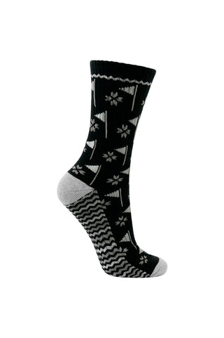 Surprizeshop - 3 Pack Of Ladies Crew Socks With Flag Design - Navy, Grey and Black