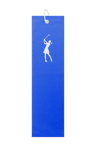 Ladies Embroidered Tri-Fold Ladies Golf Towel - Royal Blue