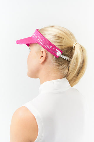 Ladies Golf Crystal Telephone wire golf visor with Ball Marker - Pink