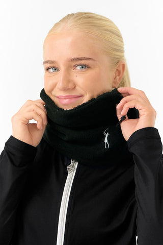 Soft Fleece Lined Women's Golf Snood with Embroidered Lady Golfer - Black