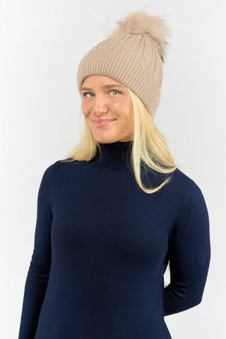 Surprizeshop Ladies Waterproof Bobble Ladies Golf Hat - Stone