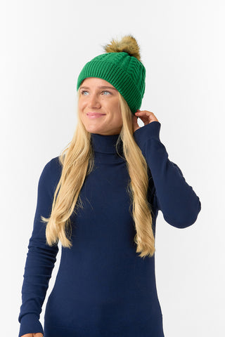 Waterproof Bobble Ladies Golf Hat - Emerald Green
