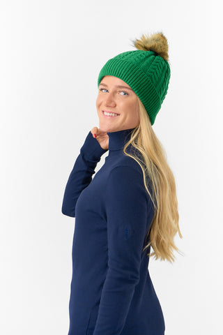 Waterproof Bobble Ladies Golf Hat - Emerald Green