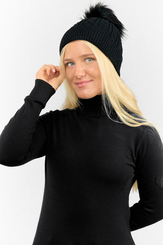 Surprizeshop Ladies Waterproof Bobble Ladies Golf Hat - Black