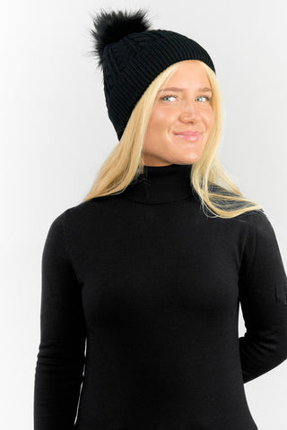 Surprizeshop Ladies Waterproof Bobble Ladies Golf Hat - Black