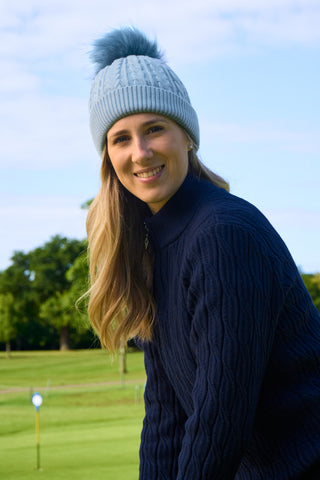 Surprizeshop Ladies Waterproof Bobble Ladies Golf Hat - Pastel Blue