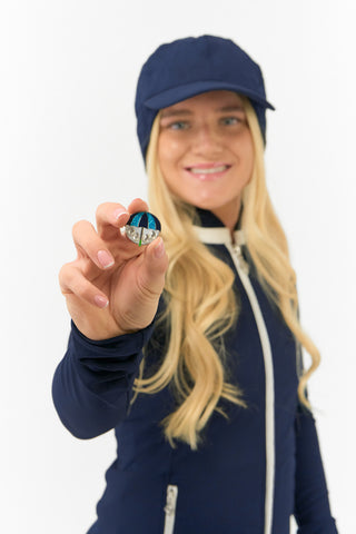 Ladies Waterproof Fleece Lined Rain Cap with Ball Marker - Navy