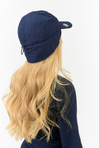 Ladies Waterproof Fleece Lined Rain Cap with Ball Marker - Navy