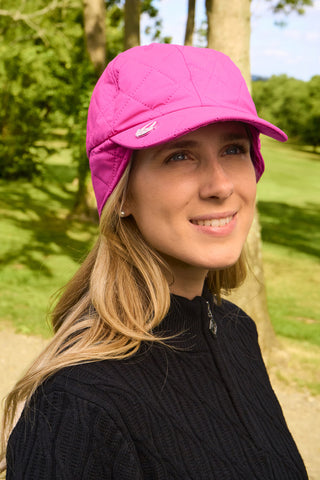 Ladies Golf Waterproof Fleece Lined Rain Cap with Crystal Umbrella Ball Marker -Pink