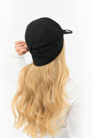 Ladies Waterproof Fleece Lined Rain Cap with Marker -Black