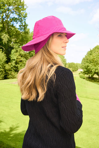 Ladies Golf Waterproof Fleece Lined Rain Hat- Pink