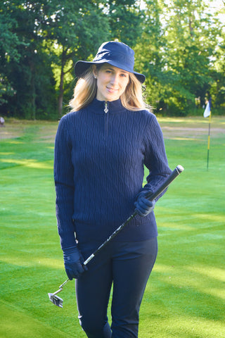 Ladies Golf Waterproof Mesh Lined Rain Hat - Navy