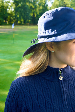 Ladies Golf Waterproof Mesh Lined Rain Hat - Navy