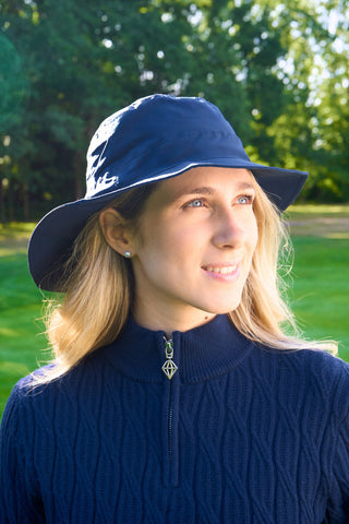 Ladies Golf Waterproof Mesh Lined Rain Hat - Navy